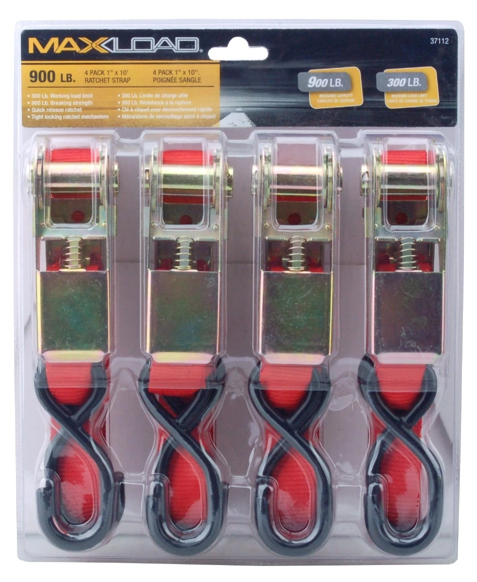 Brand new 💯 Max Load 37112 1"X10' Ratchet Strap Tie Down - 4 Pack ❤️