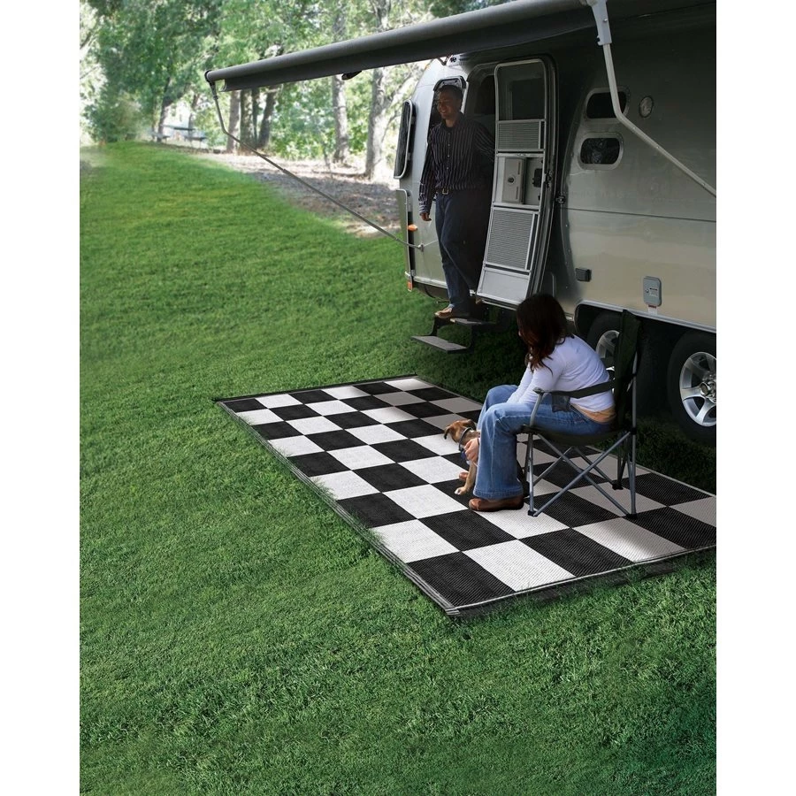 Budget π Camco Outdoor Mat 6' x 9' - Black / White Checkered π₯ 2 Budget π Camco Outdoor Mat 6' x 9' - Black / White Checkered π₯ - Image 2