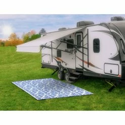 Wholesale 👍 Camco Outdoor Mat 8' x 16' – Blue / White Swirl 🔥 -Deals Automotive Store 32669 3