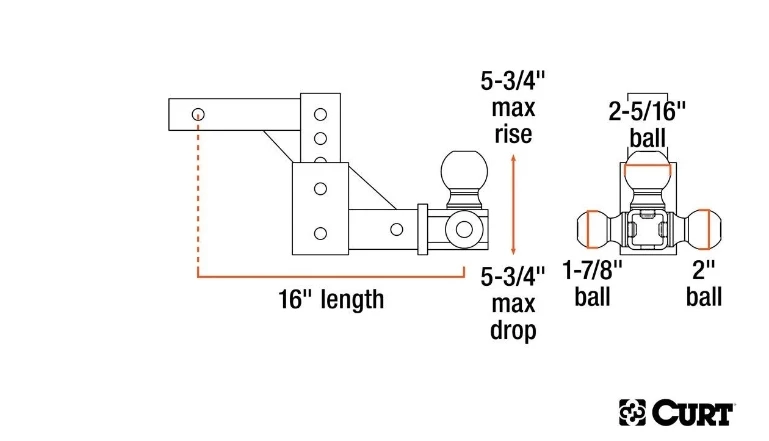 Outlet π CURT ADJUSTABLE TRI-BALL MOUNT (2" SHANK, 1-7/8", 2" & 2-5/16" BALLS) #45799 π 2 Outlet π CURT ADJUSTABLE TRI-BALL MOUNT (2" SHANK, 1-7/8", 2" & 2-5/16" BALLS) #45799 π - Image 2