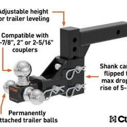 Wholesale 🔔 CURT ADJUSTABLE TRI-BALL MOUNT (2" SHANK, 1-7/8", 2" & 2-5/16" BALLS) #45799 🔥 -Deals Automotive Store 35180543 2 1