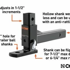 Wholesale 👍 CURT ADJUSTABLE BALL MOUNT (2" SHANK, 1" BALL HOLE) #45812 🥰 -Deals Automotive Store 35180544 2 1