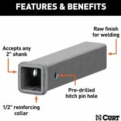 Discount ⭐ 12" RAW STEEL RECEIVER TUBING (2" RECEIVER) 🔔 -Deals Automotive Store 35180568.2 1