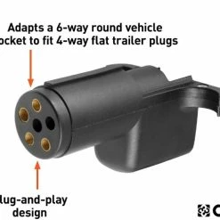 Budget 😉 Curt Electrical Adapter (6-Way Round Vehicle To 4-Way Flat Trailer) 🤩 -Deals Automotive Store 35180597 2