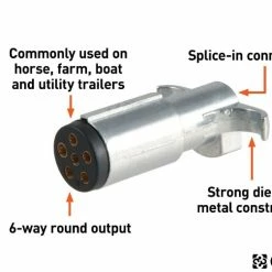 Top 10 🛒 CURT 6-WAY ROUND CONNECTOR PLUG (TRAILER SIDE, PACKAGED) #58081 🔔 -Deals Automotive Store 35180606 2