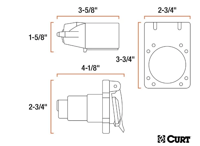 Brand new π CURT 7-WAY RV BLADE CONNECTOR PLUG & SOCKET WITH HARDWARE (PACKAGED) #58152 π 2 Brand new π CURT 7-WAY RV BLADE CONNECTOR PLUG & SOCKET WITH HARDWARE (PACKAGED) #58152 π - Image 2