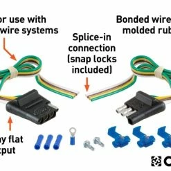 New 🛒 CURT 4-WAY FLAT CONNECTOR PLUG & SOCKET WITH 12" WIRES EACH & HARDWARE (PACKAGED) #58344 😍 -Deals Automotive Store 35180617 1