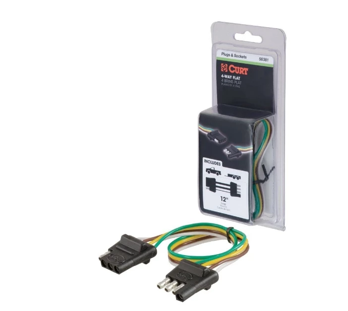 New π€© CURT 4-WAY FLAT CONNECTOR PLUG & SOCKET WITH 12" WIRES (PACKAGED) #58381 π€© 1 New π€© CURT 4-WAY FLAT CONNECTOR PLUG & SOCKET WITH 12" WIRES (PACKAGED) #58381 π€©
