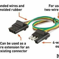 Flash Sale 😍 CURT 4-WAY FLAT CONNECTOR PLUG & SOCKET WITH 12" WIRES (PACKAGED) #58381 💯 -Deals Automotive Store 35180621 1