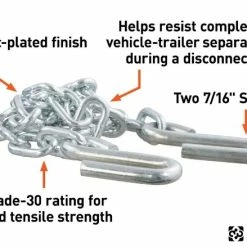 Budget π CURT 48" SAFETY CHAIN WITH 2 S-HOOKS (5,000 LBS, CLEAR ZINC, PACKAGED) #80031 β¨ 6 Budget π CURT 48" SAFETY CHAIN WITH 2 S-HOOKS (5,000 LBS, CLEAR ZINC, PACKAGED) #80031 β¨ -Deals Automotive Store 35180627 2