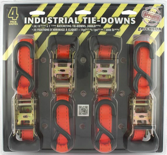 Top 10 ⭐ Erickson 02020 1″ x 15’ – 2000 lb Ratchet Straps w/Double J-Hook – 4 Pack 🔔 2 Top 10 ⭐ Erickson 02020 1″ x 15’ – 2000 lb Ratchet Straps w/Double J-Hook – 4 Pack 🔔 - Image 2