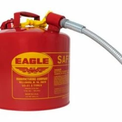 Best Sale 🧨 Eagle 5 Gallon, 7/8" Metal Hose, Steel Safety Can For Flammables, Type II, Red 😀