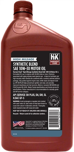 Discount π Harvest King High Mileage Synthetic Blend Motor Oil-10W-30-1 Quart π 2 Discount π Harvest King High Mileage Synthetic Blend Motor Oil-10W-30-1 Quart π - Image 2